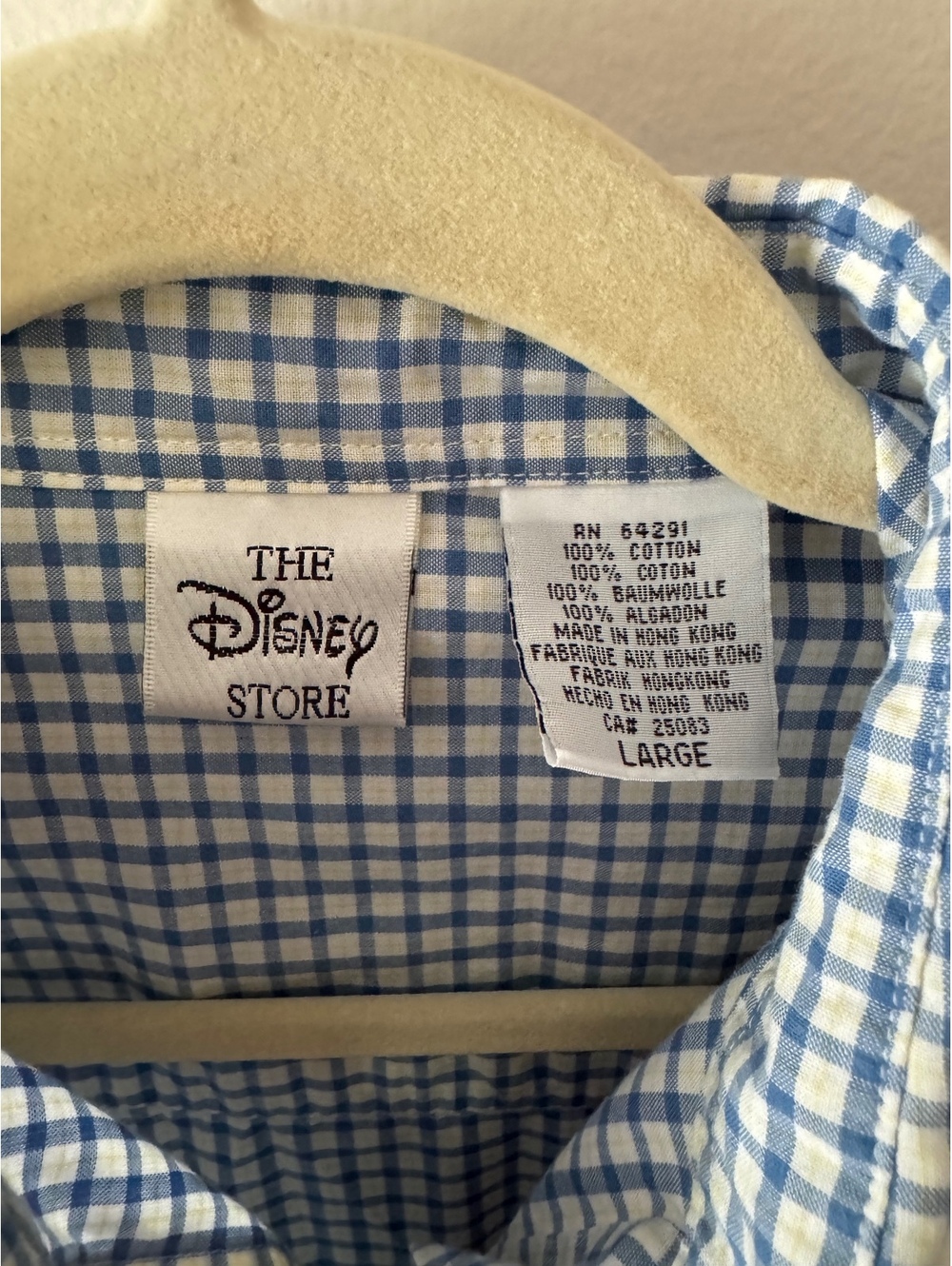 Vintage Winnie The Pooh Gardening Plaid Gingham Button Bown - Picture 4 of 4